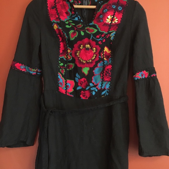 Vintage folk festival 70’s wool hippie dress Xs - Picture 2 of 8